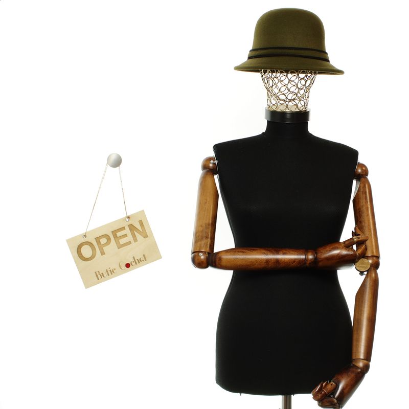 Fashion, accesorii si bijuterii - Femei - Accesorii femei - Caciuli si palarii femei - Palarie dama, reglabila, ButicCochet, 20% lana 80 acril, Kaki - PAL1835 - Infinity.ro