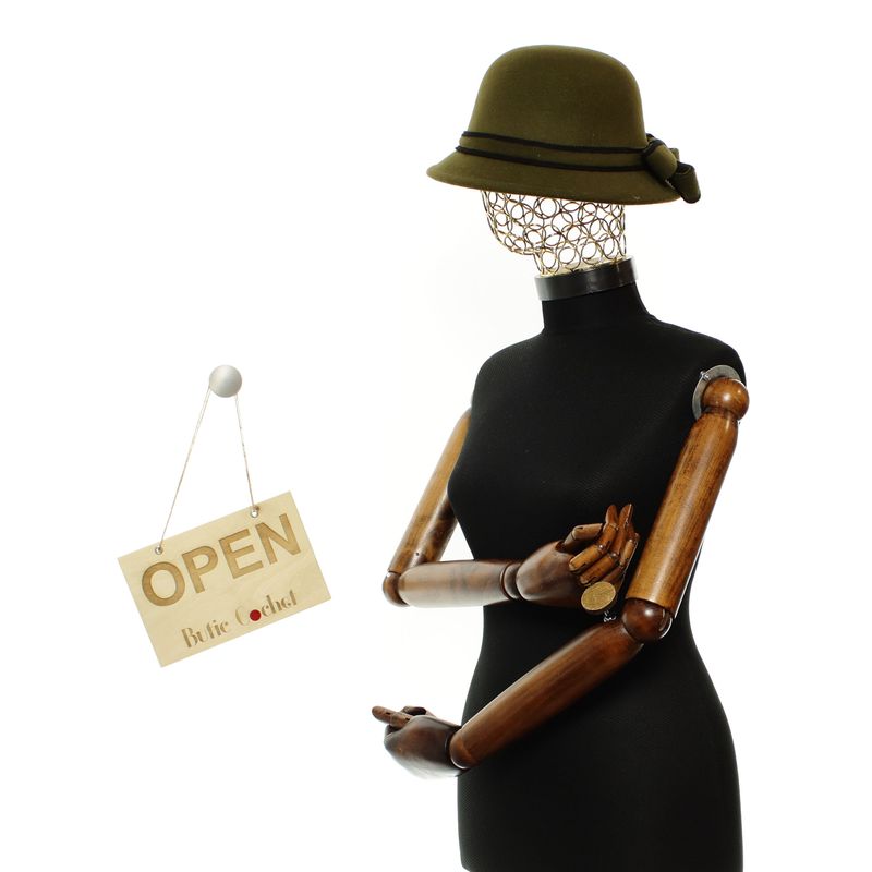 Fashion, accesorii si bijuterii - Femei - Accesorii femei - Caciuli si palarii femei - Palarie dama, reglabila, ButicCochet, 20% lana 80 acril, Kaki - PAL1835 - Infinity.ro