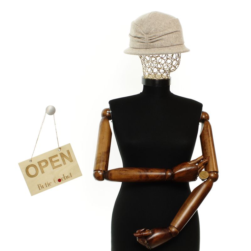 Fashion, accesorii si bijuterii - Femei - Accesorii femei - Caciuli si palarii femei - Palarie dama, bir mic, din lana si polimida, Demi, marime 56-58, Bej - PAL1860 - Infinity.ro