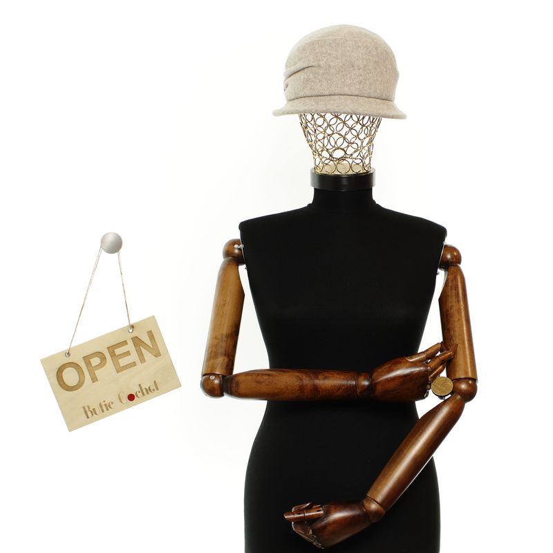 Fashion, accesorii si bijuterii - Femei - Accesorii femei - Caciuli si palarii femei - Palarie dama, bir mic, din lana si polimida, Demi, marime 56-58, Bej - PAL1860 - Infinity.ro