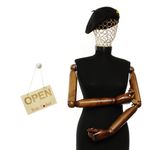 Fashion, accesorii si bijuterii - Femei - Accesorii femei - Caciuli si palarii femei - Bereta de dama, din lana, Evita, one size, model floral impaslit, Negru - BSC798 - Infinity.ro
