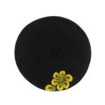 Fashion, accesorii si bijuterii - Femei - Accesorii femei - Caciuli si palarii femei - Bereta de dama, din lana, Evita, one size, model floral impaslit, Negru - BSC798 - Infinity.ro