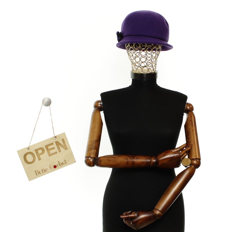 Fashion, accesorii si bijuterii - Femei - Accesorii femei - Caciuli si palarii femei - Palarie dama, bir mic, din lana si polimida, Demi, marime 56-58, Mov - PAL1859 - Infinity.ro