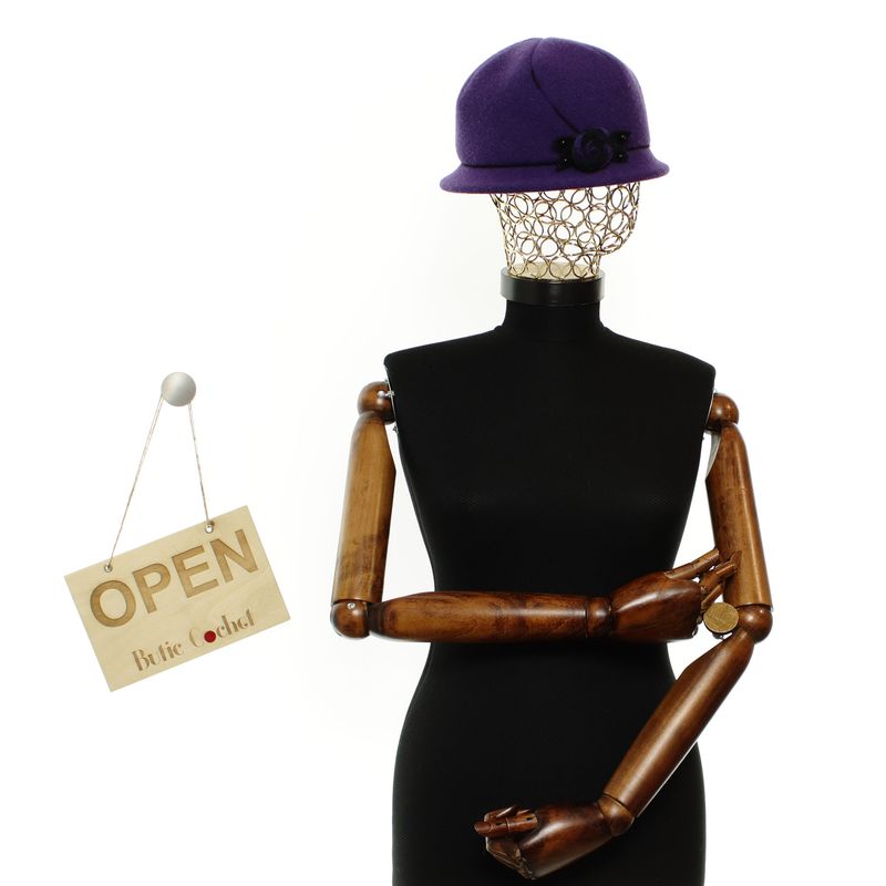 Fashion, accesorii si bijuterii - Femei - Accesorii femei - Caciuli si palarii femei - Palarie dama, bir mic, din lana si polimida, Demi, marime 56-58, Mov - PAL1859 - Infinity.ro