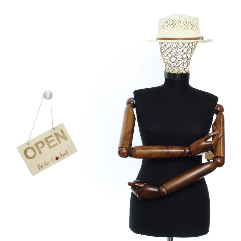 Fashion, accesorii si bijuterii - Femei - Accesorii femei - Caciuli si palarii femei - Palarie de soare, dama, din paie de hartie, marime one size, bor mic, Buticcochet, catarama decorativa, Crem - PAL1775 - Infinity.ro