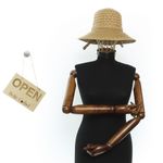 Fashion, accesorii si bijuterii - Femei - Accesorii femei - Caciuli si palarii femei - Palarie de soare, Dama, din paie de hartie, Buticcochet, One size, cu fundita, Maro - PAL1710 - Infinity.ro