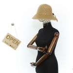 Fashion, accesorii si bijuterii - Femei - Accesorii femei - Caciuli si palarii femei - Palarie de soare, Dama, din paie de hartie, Buticcochet, One size, cu fundita, Maro - PAL1710 - Infinity.ro