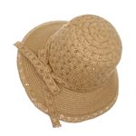 Fashion, accesorii si bijuterii - Femei - Accesorii femei - Caciuli si palarii femei - Palarie de soare, Dama, din paie de hartie, Buticcochet, One size, cu fundita, Maro - PAL1710 - Infinity.ro