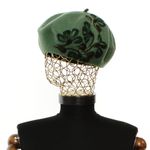 Fashion, accesorii si bijuterii - Femei - Accesorii femei - Caciuli si palarii femei - Bereta de dama, din lana, Evita, one size, model floral impaslit, Verde - BSC817 - Infinity.ro