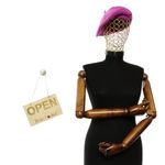 Fashion, accesorii si bijuterii - Femei - Accesorii femei - Caciuli si palarii femei - Bereta de dama, din lana, Evita, one size, model floral impaslit, Fucsia - BSC815 - Infinity.ro