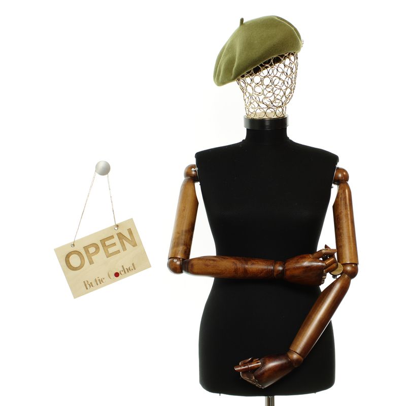Fashion, accesorii si bijuterii - Femei - Accesorii femei - Caciuli si palarii femei - Bereta de dama, Buticcochet, din lana si acril, model cu perle, one size, Vernil - BSC774 - Infinity.ro