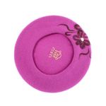 Fashion, accesorii si bijuterii - Femei - Accesorii femei - Caciuli si palarii femei - Bereta de dama, din lana, Evita, one size, model floral impaslit, Fucsia - BSC815 - Infinity.ro