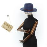 Fashion, accesorii si bijuterii - Femei - Accesorii femei - Caciuli si palarii femei - Palarie de soare, Dama, din paie de hartie, Buticcochet, bor mic, One size, catarama decorativa, Bleumarin - PAL1703 - Infinity.ro