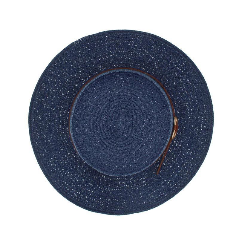 Fashion, accesorii si bijuterii - Femei - Accesorii femei - Caciuli si palarii femei - Palarie de soare, Dama, din paie de hartie, Buticcochet, bor mic, One size, catarama decorativa, Bleumarin - PAL1703 - Infinity.ro