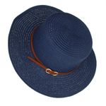 Fashion, accesorii si bijuterii - Femei - Accesorii femei - Caciuli si palarii femei - Palarie de soare, Dama, din paie de hartie, Buticcochet, bor mic, One size, catarama decorativa, Bleumarin - PAL1703 - Infinity.ro