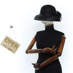 Fashion, accesorii si bijuterii - Femei - Accesorii femei - Caciuli si palarii femei - Palarie de dama, din poliester, Buticcochet, bor mic cu dungi si fundita, One size, Negru - PAL1684 - Infinity.ro