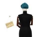 Fashion, accesorii si bijuterii - Femei - Accesorii femei - Caciuli si palarii femei - Bereta de dama, din lana, Evita, one size, model floral impaslit, Turcoaz - BSC810 - Infinity.ro