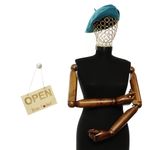 Fashion, accesorii si bijuterii - Femei - Accesorii femei - Caciuli si palarii femei - Bereta de dama, din lana, Evita, one size, model floral impaslit, Turcoaz - BSC810 - Infinity.ro