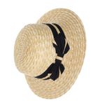 Fashion, accesorii si bijuterii - Femei - Accesorii femei - Caciuli si palarii femei - Palarie de soare, ButicCochet, dama, din paie, cu banda decorativa neagra, one size,  Bej - PAL1812 - Infinity.ro