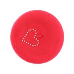 Fashion, accesorii si bijuterii - Femei - Accesorii femei - Caciuli si palarii femei - Bereta de dama, din lana, Buticcochet, model cu perle, one size, Rosu - BSC829 - Infinity.ro