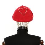 Fashion, accesorii si bijuterii - Femei - Accesorii femei - Caciuli si palarii femei - Bereta de dama, din lana, Buticcochet, model cu perle, one size, Rosu - BSC829 - Infinity.ro