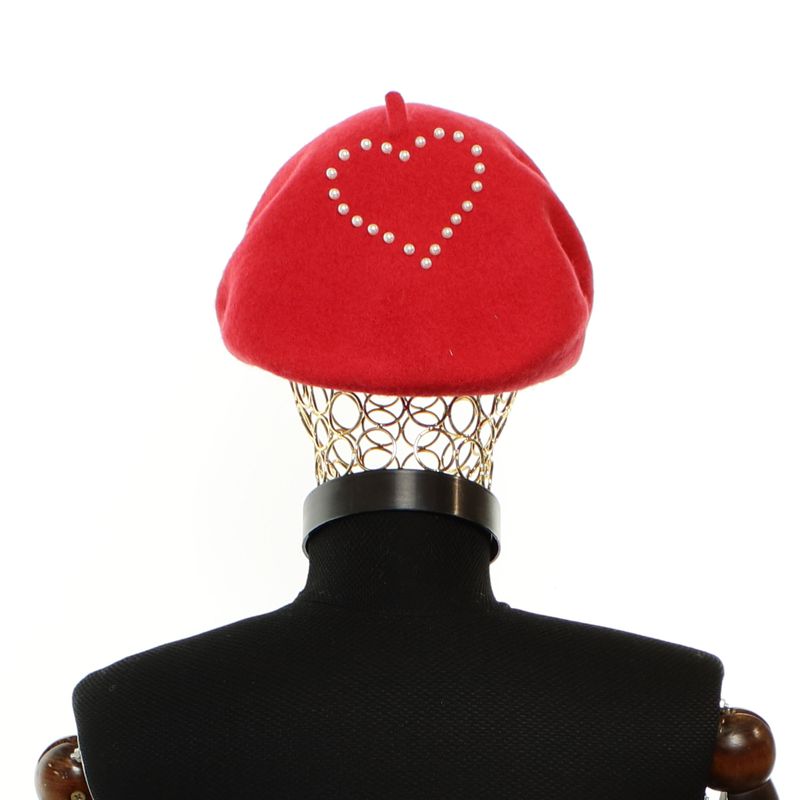Fashion, accesorii si bijuterii - Femei - Accesorii femei - Caciuli si palarii femei - Bereta de dama, din lana, Buticcochet, model cu perle, one size, Rosu - BSC829 - Infinity.ro