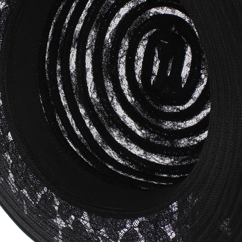 Fashion, accesorii si bijuterii - Femei - Accesorii femei - Caciuli si palarii femei - Palarie de soare, Dama, Buticcochet, din material textil, cu fundita si floare, Negru - PAL1570 - Infinity.ro