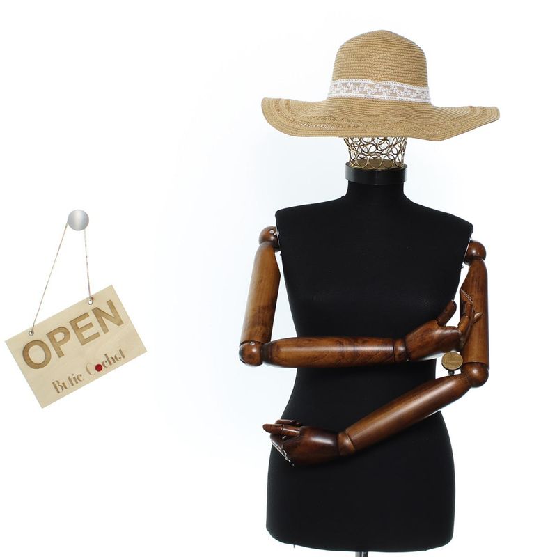 Fashion, accesorii si bijuterii - Femei - Accesorii femei - Caciuli si palarii femei - Palarie de soare, dama, bor 12 cm, Buticcochet, one size, cu banda textila, Maro - PAL1786 - Infinity.ro