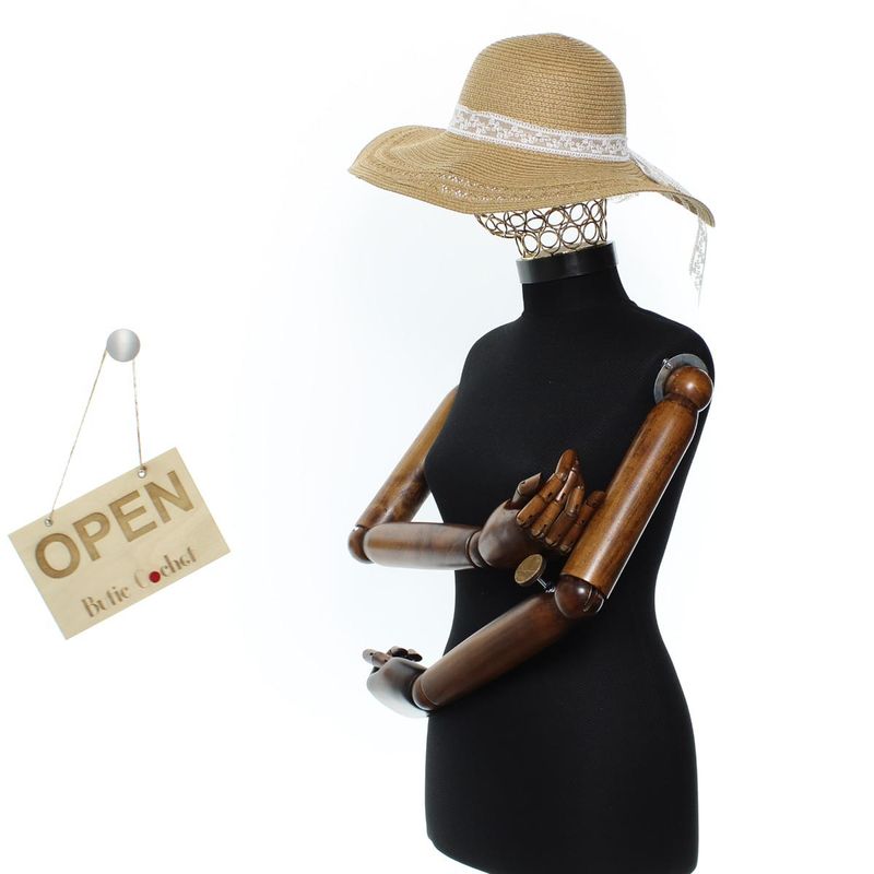 Fashion, accesorii si bijuterii - Femei - Accesorii femei - Caciuli si palarii femei - Palarie de soare, dama, bor 12 cm, Buticcochet, one size, cu banda textila, Maro - PAL1786 - Infinity.ro
