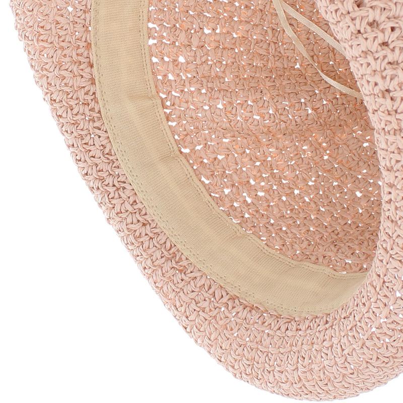 Fashion, accesorii si bijuterii - Femei - Accesorii femei - Caciuli si palarii femei - Palarie de soare, ButicCochet, dama, din paie de hartie, cu floare decorativa, one size, Roz - PAL1822 - Infinity.ro