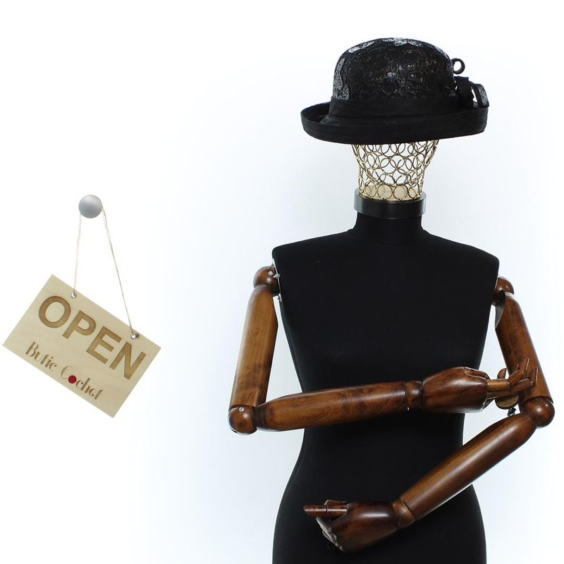 Fashion, accesorii si bijuterii - Femei - Accesorii femei - Caciuli si palarii femei - Palarie, Dama,  din poliester, Buticcochet, model cu paiete, One size, Negru - PAL1634 - Infinity.ro