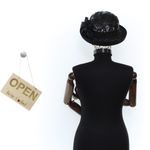 Fashion, accesorii si bijuterii - Femei - Accesorii femei - Caciuli si palarii femei - Palarie, Dama,  din poliester, Buticcochet, model cu paiete, One size, Negru - PAL1634 - Infinity.ro