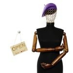 Fashion, accesorii si bijuterii - Femei - Accesorii femei - Caciuli si palarii femei - Bereta de dama, din lana, Buticcochet, model cu perle, one size, Mov - BSC837 - Infinity.ro