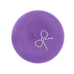 Fashion, accesorii si bijuterii - Femei - Accesorii femei - Caciuli si palarii femei - Bereta de dama, din lana, Buticcochet, model cu perle, one size, Mov - BSC837 - Infinity.ro