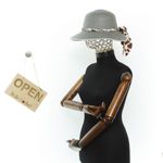 Fashion, accesorii si bijuterii - Femei - Accesorii femei - Caciuli si palarii femei - Palarie de soare, Dama, din paie de hartie, Buticcochet, One size, cu fundita textila, Gri - PAL1720 - Infinity.ro