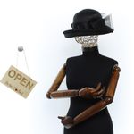 Fashion, accesorii si bijuterii - Femei - Accesorii femei - Caciuli si palarii femei - Palarie de soare, Dama, din paie de hartie, Buticcochet, cu accesoriu decorativ, One size, Negru - PAL1640 - Infinity.ro