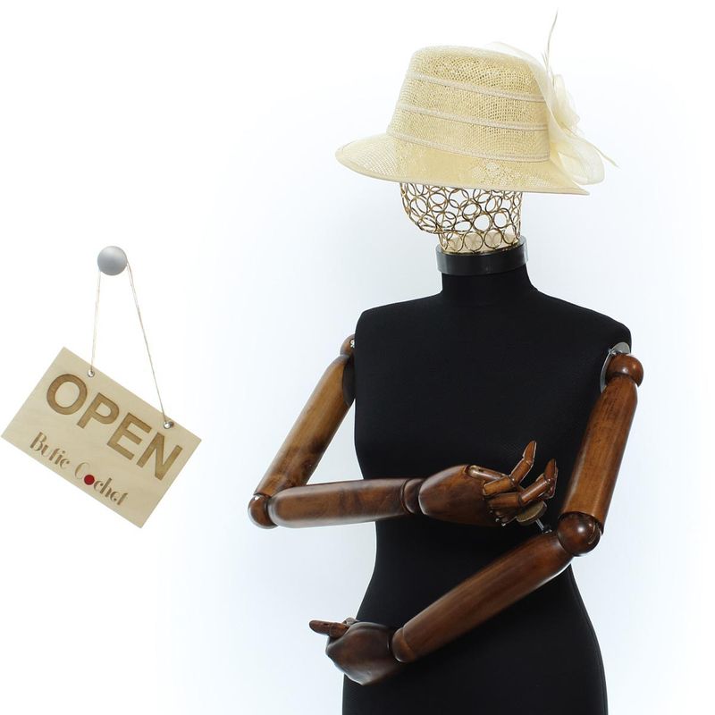 Fashion, accesorii si bijuterii - Femei - Accesorii femei - Caciuli si palarii femei - Palarie de soare, Dama, din paie, Buticcochet, One size, cu floare decorativa, Bej - PAL1681 - Infinity.ro