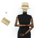 Fashion, accesorii si bijuterii - Femei - Accesorii femei - Caciuli si palarii femei - Palarie de soare, Dama, din paie de hartie, Buticcochet, One size, cu banda decorativa, Bej - PAL1706 - Infinity.ro