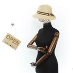 Fashion, accesorii si bijuterii - Femei - Accesorii femei - Caciuli si palarii femei - Palarie de soare, Dama, din paie de hartie, Buticcochet, One size, cu banda decorativa, Bej - PAL1706 - Infinity.ro