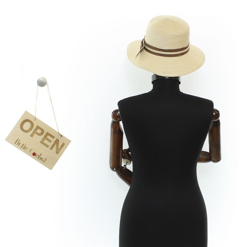 Fashion, accesorii si bijuterii - Femei - Accesorii femei - Caciuli si palarii femei - Palarie de soare, Dama, din paie de hartie, Buticcochet, One size, cu banda decorativa, Bej - PAL1706 - Infinity.ro