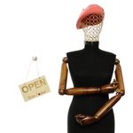 Fashion, accesorii si bijuterii - Femei - Accesorii femei - Caciuli si palarii femei - Bereta de dama, din lana, Evita, one size, model floral impaslit, Corai - BSC814 - Infinity.ro