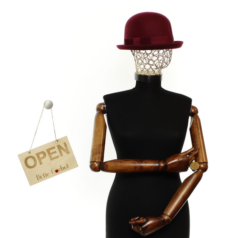 Fashion, accesorii si bijuterii - Femei - Accesorii femei - Caciuli si palarii femei - Palarie dama, din lana, bor mic, ButicCochet, marime 53-58 reglabila, Visiniu - PAL1850 - Infinity.ro