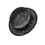 Fashion, accesorii si bijuterii - Femei - Accesorii femei - Caciuli si palarii femei - Palarie de soare, dama, din paie de hartie, marime one size, bor mic, Buticcochet, catarama decorativa, Negru - PAL1779 - Infinity.ro