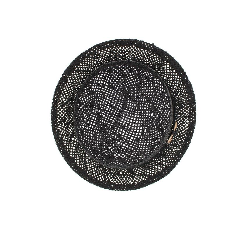 Fashion, accesorii si bijuterii - Femei - Accesorii femei - Caciuli si palarii femei - Palarie de soare, dama, din paie de hartie, marime one size, bor mic, Buticcochet, catarama decorativa, Negru - PAL1779 - Infinity.ro