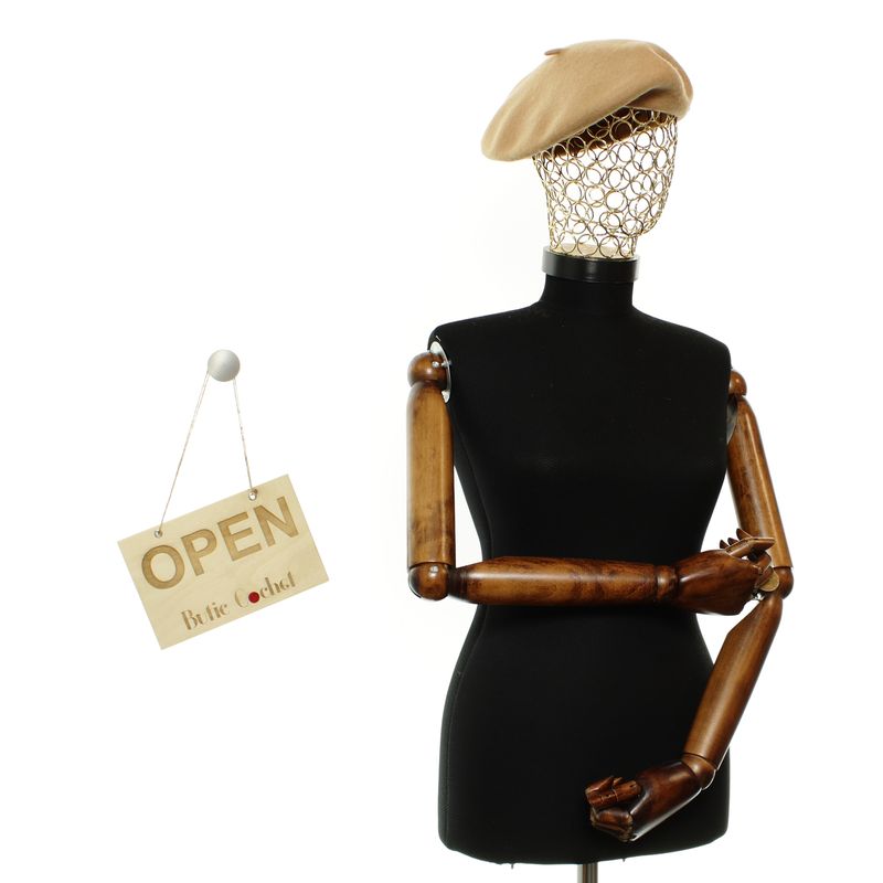 Fashion, accesorii si bijuterii - Femei - Accesorii femei - Caciuli si palarii femei - Bereta de dama, Buticcochet, din lana si acril, model cu perle, one size, Bej - BSC775 - Infinity.ro