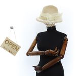 Fashion, accesorii si bijuterii - Femei - Accesorii femei - Caciuli si palarii femei - Palarie de soare, Dama, din paie de hartie, Buticcochet, cu accesoriu decorativ, One size, Bej - PAL1639 - Infinity.ro