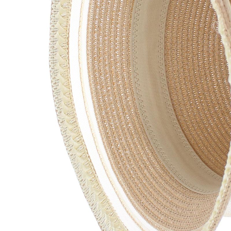 Fashion, accesorii si bijuterii - Femei - Accesorii femei - Caciuli si palarii femei - Palarie de soare, Dama, din paie de hartie, Buticcochet, cu accesoriu decorativ, One size, Bej - PAL1639 - Infinity.ro