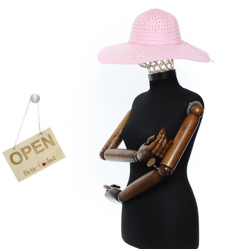 Fashion, accesorii si bijuterii - Femei - Accesorii femei - Caciuli si palarii femei - Palarie de soare, dama, bor 14 cm, Anoul, one size, cu snur decorativ, Roz - PAL1790 - Infinity.ro