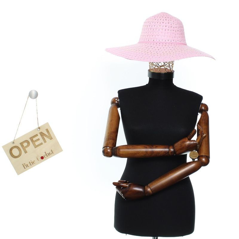Fashion, accesorii si bijuterii - Femei - Accesorii femei - Caciuli si palarii femei - Palarie de soare, dama, bor 14 cm, Anoul, one size, cu snur decorativ, Roz - PAL1790 - Infinity.ro