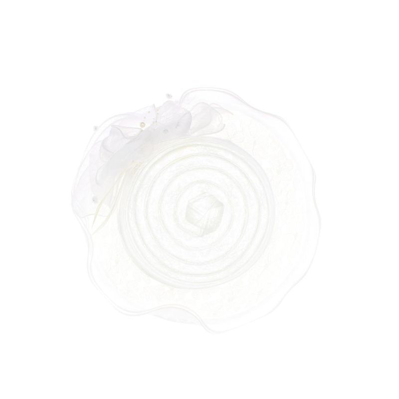 Fashion, accesorii si bijuterii - Femei - Accesorii femei - Caciuli si palarii femei - Palarie de soare, Dama, Buticcochet, din material textil, cu fundita , Alb - PAL1575 - Infinity.ro